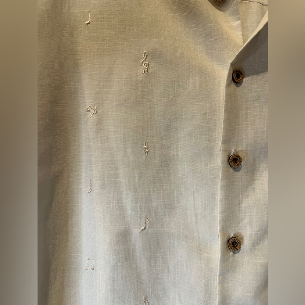 Bamboo Cay Embroidered Guitar Music Button-Up Shirt Hawaiian Unique Short Sleeve - Picture 4 of 9
